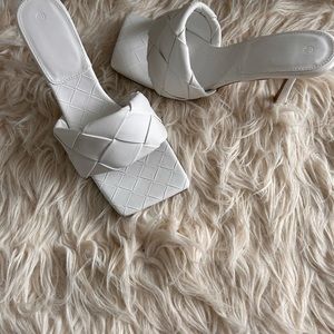 NWOT white open back and open square toe sandal